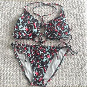 Victoria's Secret Black and Red Bikini Halter Style